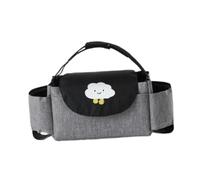 Gcljlmy Organizador para cochecito de bebé con portabiberones y vasos, bolsa de viaje para mamá, bolsa organizadora de pañales para cochecito con mascotas (negro gris nube)