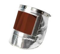 Gcljlmy Protector facial de soldadura, campana facial ignífuga, protección portátil montada en la cabeza para estufas de acero y leña (pantalla marrón)