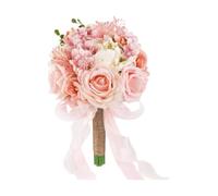 Gcljlmy Ramo de rosas artificiales de 30 cm para novia, ramo de boda, romántico, realista, accesorios decorativos para la decoración del hogar, color rosa