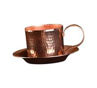 Gcljlmy Taza de cobre puro, tradicional para bebidas frías, taza de agua, taza de té pequeña para restaurante de cocina (con platillos)
