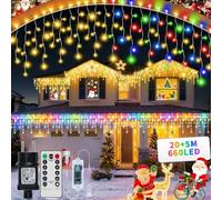 GCMacau 3 EN 1 Cortina Luces Navidad Exterior,20m+5m 660LED Cascada de Luces Navideñas con Mando a Distancia Temporizador 8 Modos, IP65 Impermeable Luci di Natale para Navidad, Ventana, Balcón, Bar