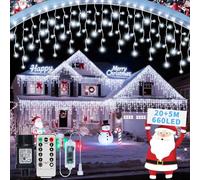 GCMacau Cortina Luces Navidad Exterior,20m+5m 660LED Cascada de Luces Navideñas con Mando a Distancia Temporizador 8 Modos, IP65 Impermeable Luci di Natale para Navidad, Ventana, Balcón, Bar, Boda