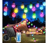 GCMacau Guirnaldas Luces Exterior Solar, 18m 50 LED Cadenas De Luces Solare, 8 modos, IP65, esferas de cristal resistentes al agua, Luces Solares para balcones, jardines, terrazas y fiestas