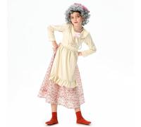 Gcnenwnd - Vestido de abuela para niñas de 100 días escolares, vestido + falda + bufanda + par de gafas + peluca + collar + red para el pelo + cadena de gafas + bastón con hebillas + pata de 10 piezas