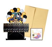 GCNWW Elegante tarjeta de cumpleaños 70 desplegable, diseño floral 3D de alta calidad con detalles hechos a mano, sobre de lujo con papel dorado, regalo de recuerdo para mujeres y hombres