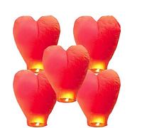 GCOA 5 Pack Linternas de Papel Farolillo celestiales chinas - Linterna de papel resistente al fuego, 100% biodegradable, respetuosa con el medio ambiente y ecológica para su lanzamiento en Sky,Rojo