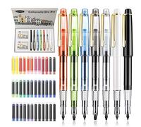 GCQUILL Juego de caligrafía pluma estilográfica de 7 tamaños diferentes y 36 cartuchos de tinta surtidos para caligrafía letras - Juego completo de aprendizaje fácil para principiantes F736