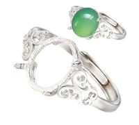 Gcroet Ajuste de anillo de plata, anillo de base de bisel de plata 925 ajustable en blanco para hacer joyas de bricolaje, soporte de cabujón para ágata, cristal, piedras preciosas de jade 8x10...