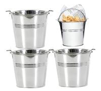 Gcroet Canastas de Chips para Papas Fritas, 4pcs 4x3.5 Cubo de hojalata de Acero Inoxidable, Cubo de Metal de Apertura con Mango, Mini Cubos para bocadillos, favores de Fiesta