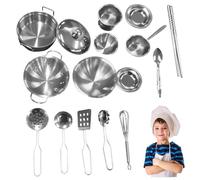 Gcroet Juegos de Cocina de Juguete 16PCS/Set Juego de rol Juego de Comida de Juguete para niños Accesorios de Cocina Juguetes de de Acero Inoxidable Accesorios de Adecuado para niños de 3 a.