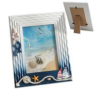 Gcroet Marco de Cuadros Decorativo de 1pc 7x5in Beach Temed Natrual Wooden Frame para Pantalla de Mesa Decoración del hogar.