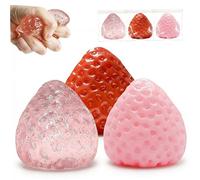 Gcroet Sensory Toys Paquete de 3 Bolas antiestrés de Fresa para Adultos y niños, Juguetes elásticos para concentración y relajación...