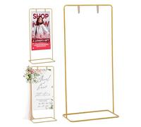 Gcroet Soporte para letrero de bienvenida de boda, soporte de hierro ajustable, marco cuadrado con correas de cuero para decoración de ceremonia y recepción, dorado.