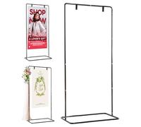 Gcroet Soporte para letrero de bienvenida de boda, soporte de hierro ajustable, marco cuadrado con correas de cuero para decoración de ceremonia y recepción, color negro.