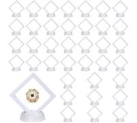 Gcroet Vitrina Flotante de 40 Piezas con Base Marco Flotante Transparente de 3x3x1 '' Pantalla fácil de Instalar con Cierre a presión para Anillos, aretes, medallas, Gemas y artículos pequeños..