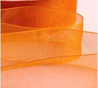GCS London - Cinta de organza para manualidades, fiestas, álbumes de recortes, envoltura de regalos, decoración del hogar, rollos de 46 metros, color naranja