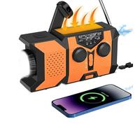 Radio de alerta meteorológica NOAA de emergencia - Radio portátil de onda corta AM/FM con batería de 5000 mAh, cargador solar y de manivela, linterna LED, banco de energía USB y alarma SOS para