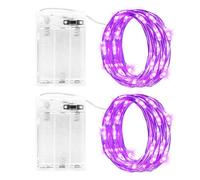 Gcstnn Guirnalda de luces con batería, temporizador, 2 unidades, 3 m, 30 LED, micro Fairy Lights IP65, resistente al agua, alambre de cobre, cadena de luces para habitaciones, jardín, jarras,