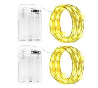 Gcstnn Guirnalda de luces con batería, temporizador, 2 unidades, 3 m, 30 ledes, Micro Fairy Lights IP65, resistente al agua, alambre de cobre para habitaciones, jardín, jarras, botellas, Navidad,
