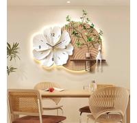 GCXNSKDQN Arte de Pared 3D con LED | Diseño Flor & Reloj con macetero hidropónico para salón, Comedor(with Light+RemoteC,23.6x15.7in)
