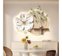 GCXNSKDQN Arte de Pared 3D con LED | Diseño Flor & Reloj con macetero hidropónico para salón, Comedor(with Light+RemoteA,23.6x15.7in)
