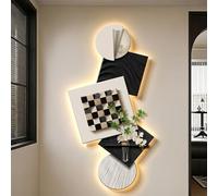 GCXNSKDQN Arte de Pared 3D con LED, Escultura de Pared Moderna de Bloques de Madera & Flores Decoración de Pared Luminosa con Estante para Salón, Entrada y Pasillo(C,50x100cm/19.7x39.4in)