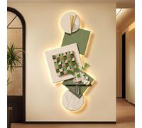 GCXNSKDQN Arte de Pared 3D con LED, Escultura de Pared Moderna de Bloques de Madera & Flores Decoración de Pared Luminosa con Estante para Salón, Entrada y Pasillo(B,70x140cm/27.6x55.1in)