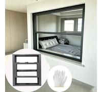 GCXNSKDQN Marco de Aluminio con Vidrio, operación Suave hacia Arriba y hacia Abajo, diseño Que Ahorra Espacio, Ventana corrediza Vertical for sótano, baño y cobertizo(Black(W*H),39x28)