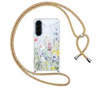 Gcxvaoi Funda con Cuerdas para Samsung Galaxy A57 5G, Carcasa Aesthetic Flores Dibujos Case con Correa Colgante Colgar Cordon, Transparente Silicona TPU + PC Antichoque Cover per Samsung A57, Rosa 03