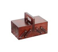 GCYEIDMA Caja de Costura Extensible de Madera, Caja de Almacenamiento for Kit de Costura con Mango, Kit de Bordado, Cesta de Costura de Madera, 1 ud. Costurero Madera