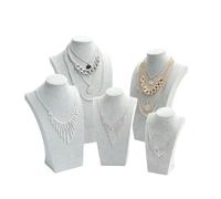 GCYEIDMA Exhibidor Collar Busto Expositor de collares franela Modelo cuello joyería Soporte for accesorios imagen Gabinete(Gray,Height 19cm)