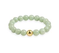 GD GOOD.designs Anillo antiestrés de piedras naturales con perlas de jade | Anillos elásticos mujer con perla S925 chapada en oro | Anillos de ansiedad impermeables - Talla 54-60