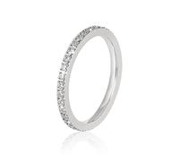 GD GOOD.designs Anillo de Zirconia Plata 54 para Señoras - Impermeable - Anillo de Compromiso en Diferentes Tamaños I Anillo con Clip para Mujeres Plata en Caja de Regalo