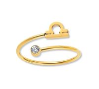 GD GOOD.designs Anillo del zodiaco Libra de oro con circonita para mujeres - Anillo de mujer chapado en oro de 18K de acero inoxidable 316L | Anillos ajustable (talla 52-60) e impermeable - incluye ca