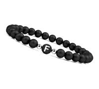 GD GOOD.designs Armband mit Buchstabe für 2 I Perlen Partnerarmband für Herren und Damen I Onyx Paar Armbänder mit Gravur I Personalisiertes Perlenarmband schwarz