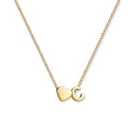 GD GOOD.designs Collar con letra C y colgante de corazón | Collar personalizado de acero inoxidable 316L chapado en oro de 18K | Collar ajustable para mujer 42-47 cm