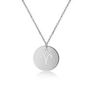 GD GOOD.designs Collar de damas con signo del zodiaco (horóscopo) joyas con signo del zodiaco para mujeres Collar de damas con signo del zodiaco (horóscopo) joyas con signo del (Aries - Plata)