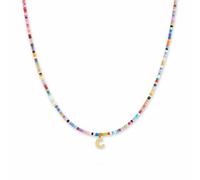 GD GOOD.designs Collar de perlas de colores mujer | Collar impermeable con letra C | Colgante con inicial en acero inoxidable chapado en oro de 18K | Ajustable y respetuoso con la piel (40-45 cm)