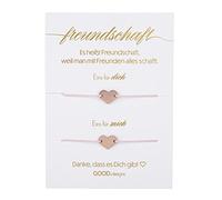 GD GOOD.designs EST. 2015 Pulsera de la amistad para 2 con brazalete de corazón en oro rosa de 18K I Regalo para mejores amigas - Collares BFF personalizables para dos