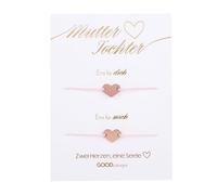 GD GOOD.designs EST. 2015 Pulsera madre hija juego para 2 con pulsera corazón en oro rosa de 18K I Regalo para mamá - Pulseras ajustables individualmente para dos I Joyas para mujer