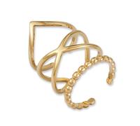 GD GOOD.designs Juego de anillos dorados para mujeres de acero inoxidable - Ajustables e impermeables - Anillos apilables dorados de 3 piezas | Incl. caja de regalo