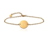 GD GOOD.designs Pulsera con letras en oro I bañado en oro 18k colgante I con iniciales grabadas (A)
