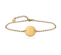 GD GOOD.designs Pulsera con letras en oro I bañado en oro 18k colgante I con iniciales grabadas (D)