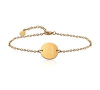 GD GOOD.designs Pulsera con letras en oro I bañado en oro 18k colgante I con iniciales grabadas (M)
