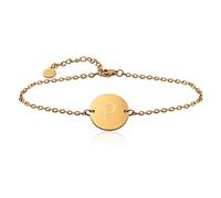 GD GOOD.designs Pulsera con letras en oro I bañado en oro 18k colgante I con iniciales grabadas (P)