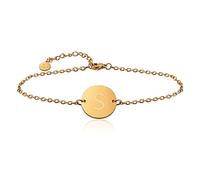 GD GOOD.designs Pulsera con letras en oro I bañado en oro 18k colgante I con iniciales grabadas (S)