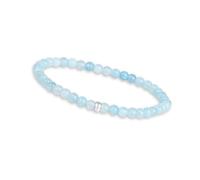 GD GOOD.designs Pulsera de aguamarina para mujer con piedras naturales auténticas y perla de plata 925 - brazalete de piedras preciosas I Pulsera de cuentas con perlas de piedra natural de 4 mm