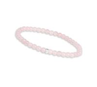 GD GOOD.designs Pulsera de cuarzo rosa para mujer con piedras naturales auténticas y perla de plata 925 - brazalete de piedras preciosas I Pulsera de cuentas con perlas de piedra natural de 4 mm