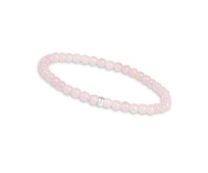 GD GOOD.designs Pulsera de cuarzo rosa para mujer con piedras naturales auténticas y perla de plata 925 - brazalete de piedras preciosas I Pulsera de cuentas con perlas de piedra natural de 4 mm