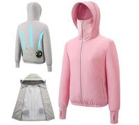 GDAONUDK Chaqueta Refrescante Unisex Para Hombre Y Mujer, con Aire Acondicionado, 2 Ventiladores, 3 Velocidades Ajustables, Ideal Para Camping Y Verano, BateríA No Incluida(Women pink,L)